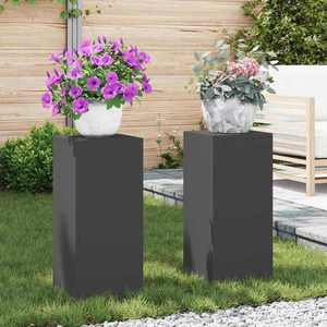 vidaXL Suport pentru plante 2 pcs Negru 24 x 24 x 55 cm Oțel imagine