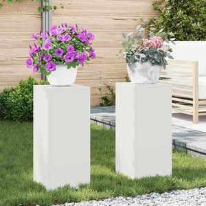 vidaXL Suport pentru plante 2 pcs Alb 24 x 24 x 55 cm Oțel imagine