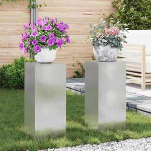vidaXL Suport pentru plante 2 pcs Argintiu 24 x 24 x 55 cm imagine