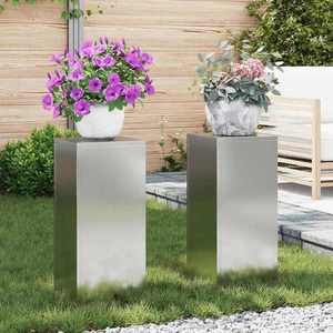 vidaXL Suporturi pentru plante 2 pcs Argintiu 24 x 24 x 55 cm imagine