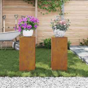 vidaXL Suport pentru plante 2 pcs Ruginit 24 x 24 x 55 cm imagine