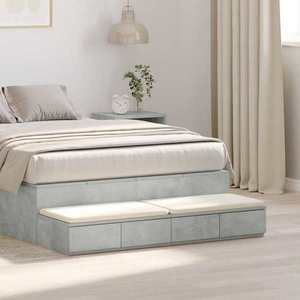 vidaXL Sertare pentru pat Gri beton 120 x 36.5 x 16.5 cm Lemn compozit imagine