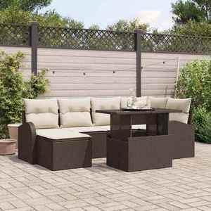 vidaXL Set de canapele pentru grădină 7 pcs Maro Rattan poli imagine