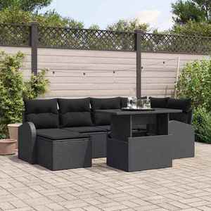 vidaXL Set de canapele pentru grădină 7 pcs Negru Rattan poli imagine