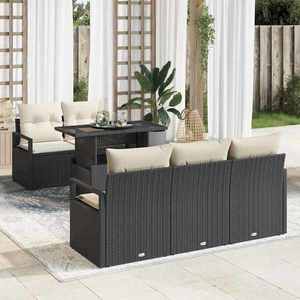 vidaXL Set de canapele pentru grădină cu pernă 6 pcs Negru Rattan poli imagine