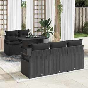 vidaXL Set de canapele pentru grădină cu pernă 6 pcs Negru Rattan poli imagine