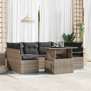 vidaXL Set de canapele pentru grădină 7 pcs Gri Rattan poli imagine