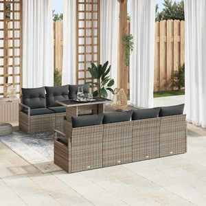 vidaXL Set de canapele pentru grădină cu pernă 8 pcs Gri Rattan poli imagine
