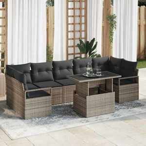 vidaXL Set de canapele pentru grădină 8 pcs Gri Rattan poli imagine