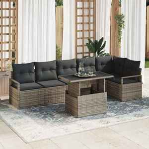 vidaXL Set de canapele pentru grădină 7 pcs Gri Rattan poli imagine