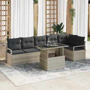vidaXL Set de canapele pentru grădină 7 pcs Gri deschis Rattan poli imagine
