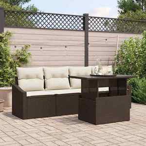 vidaXL Set de canapele pentru grădină 5 pcs Maro Rattan poli imagine