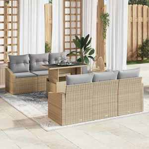 vidaXL Set de canapele pentru grădină 7 pcs Bej Rattan poli imagine