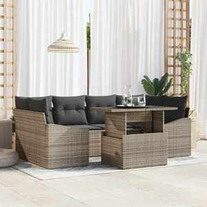 vidaXL Set de canapele pentru grădină 7 pcs Gri Rattan poli imagine