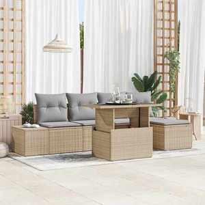vidaXL Set de canapele pentru grădină 6 pcs Bej Rattan poli imagine