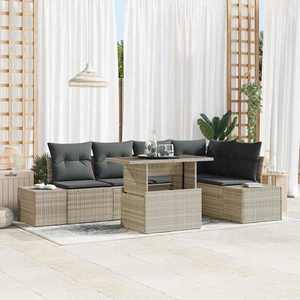 vidaXL Set de canapele pentru grădină 6 pcs Gri deschis Rattan poli imagine