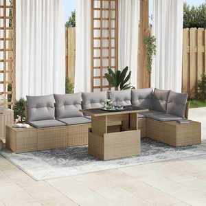 vidaXL Set de canapele pentru grădină 7 pcs Bej Rattan poli imagine