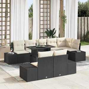 vidaXL Set de canapele pentru grădină 9 pcs Negru Rattan poli imagine