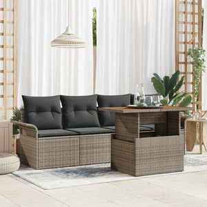 vidaXL Set de canapele pentru grădină 5 pcs Gri Rattan poli imagine