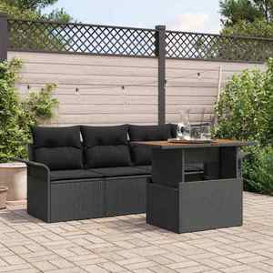 vidaXL Set de canapele pentru grădină 5 pcs Negru Rattan poli imagine