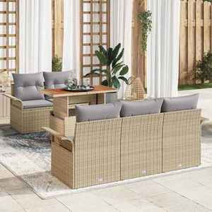 vidaXL Set de canapele pentru grădină 6 pcs Bej Rattan poli imagine
