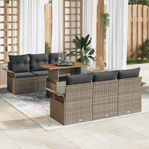 vidaXL Set de canapele pentru grădină 7 pcs Gri Rattan poli imagine
