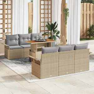 vidaXL Set de canapele pentru grădină 7 pcs Bej Rattan poli imagine