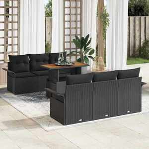 vidaXL Set de canapele pentru grădină 7 pcs Negru Rattan poli imagine
