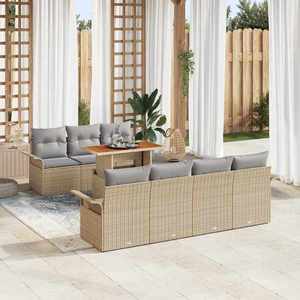 vidaXL Set de canapele pentru grădină 8 pcs Bej Rattan poli imagine
