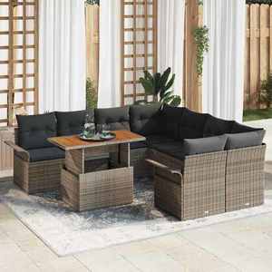 vidaXL Set de canapele pentru grădină 9 pcs Gri Rattan poli imagine
