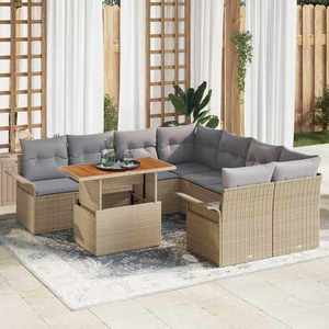 vidaXL Set de canapele pentru grădină 9 pcs Bej Rattan poli imagine
