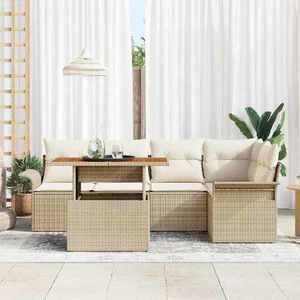 vidaXL Set de canapele pentru grădină 6 pcs Bej Rattan poli imagine