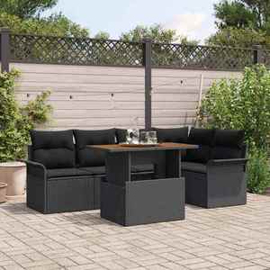 vidaXL Set de canapele pentru grădină 6 pcs Negru Rattan poli imagine