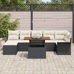 vidaXL Set de canapele pentru grădină 8 pcs Negru Rattan poli imagine