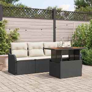 vidaXL Set de canapele pentru grădină 5 pcs Negru Rattan poli imagine