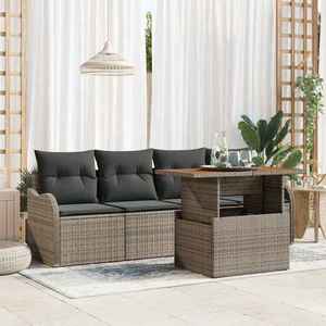 vidaXL Set de canapele pentru grădină 5 pcs Gri Rattan poli imagine