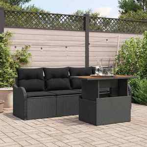 vidaXL Set de canapele pentru grădină 5 pcs Negru Rattan poli imagine