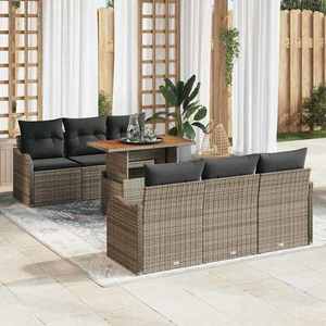 vidaXL Set de canapele pentru grădină 7 pcs Gri Rattan poli imagine