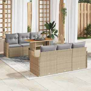 vidaXL Set de canapele pentru grădină 7 pcs Bej Rattan poli imagine