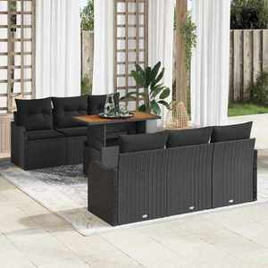 vidaXL Set de canapele pentru grădină 7 pcs Negru Rattan poli imagine