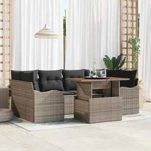 vidaXL Set de canapele pentru grădină 7 pcs Gri Rattan poli imagine