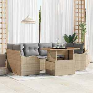 vidaXL Set de canapele pentru grădină 7 pcs Bej Rattan poli imagine