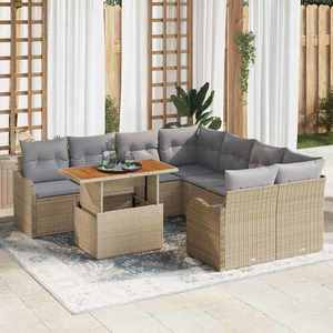 vidaXL Set de canapele pentru grădină 9 pcs Bej Rattan poli imagine