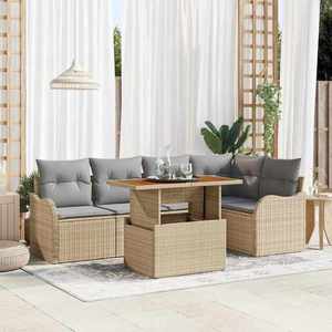 vidaXL Set de canapele pentru grădină 6 pcs Bej Rattan poli imagine