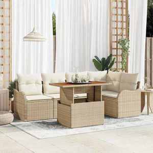 vidaXL Set de canapele pentru grădină 6 pcs Bej Rattan poli imagine