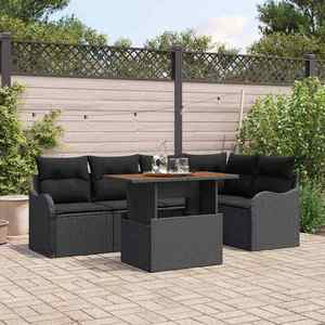 vidaXL Set de canapele pentru grădină 6 pcs Negru Rattan poli imagine