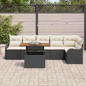 vidaXL Set de canapele pentru grădină 7 pcs Negru Rattan poli imagine