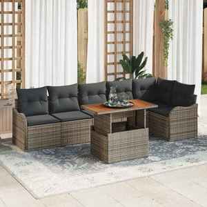vidaXL Set de canapele pentru grădină 7 pcs Gri Rattan poli imagine