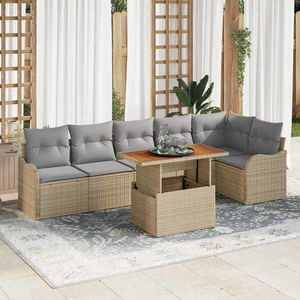 vidaXL Set de canapele pentru grădină 7 pcs Bej Rattan poli imagine