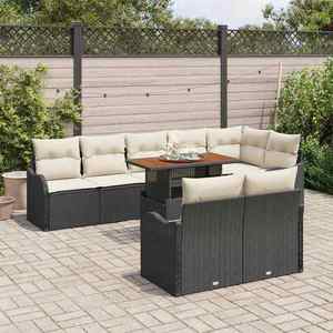 vidaXL Set de canapele pentru grădină 9 pcs Negru Rattan poli imagine
